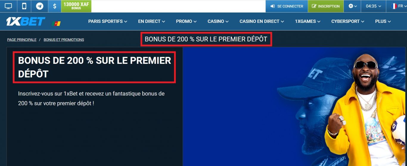 Bonus premier depot 1xBet 