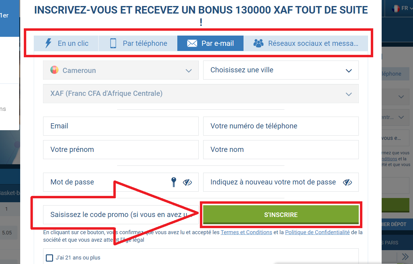 1xBet inscription en passant par l’email