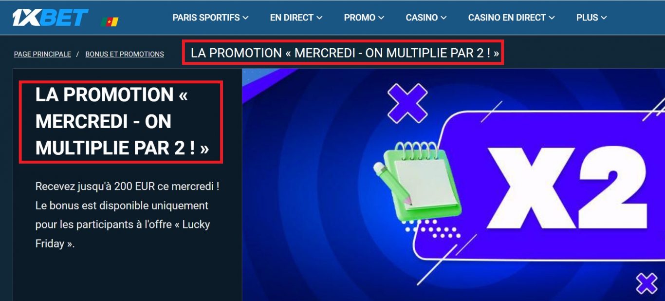 Les chiffres du Bonus Mercredi 1xBet